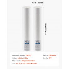 Whole House Water Filter Replacement Cartridge 4.5" x 20" Sediment Filter