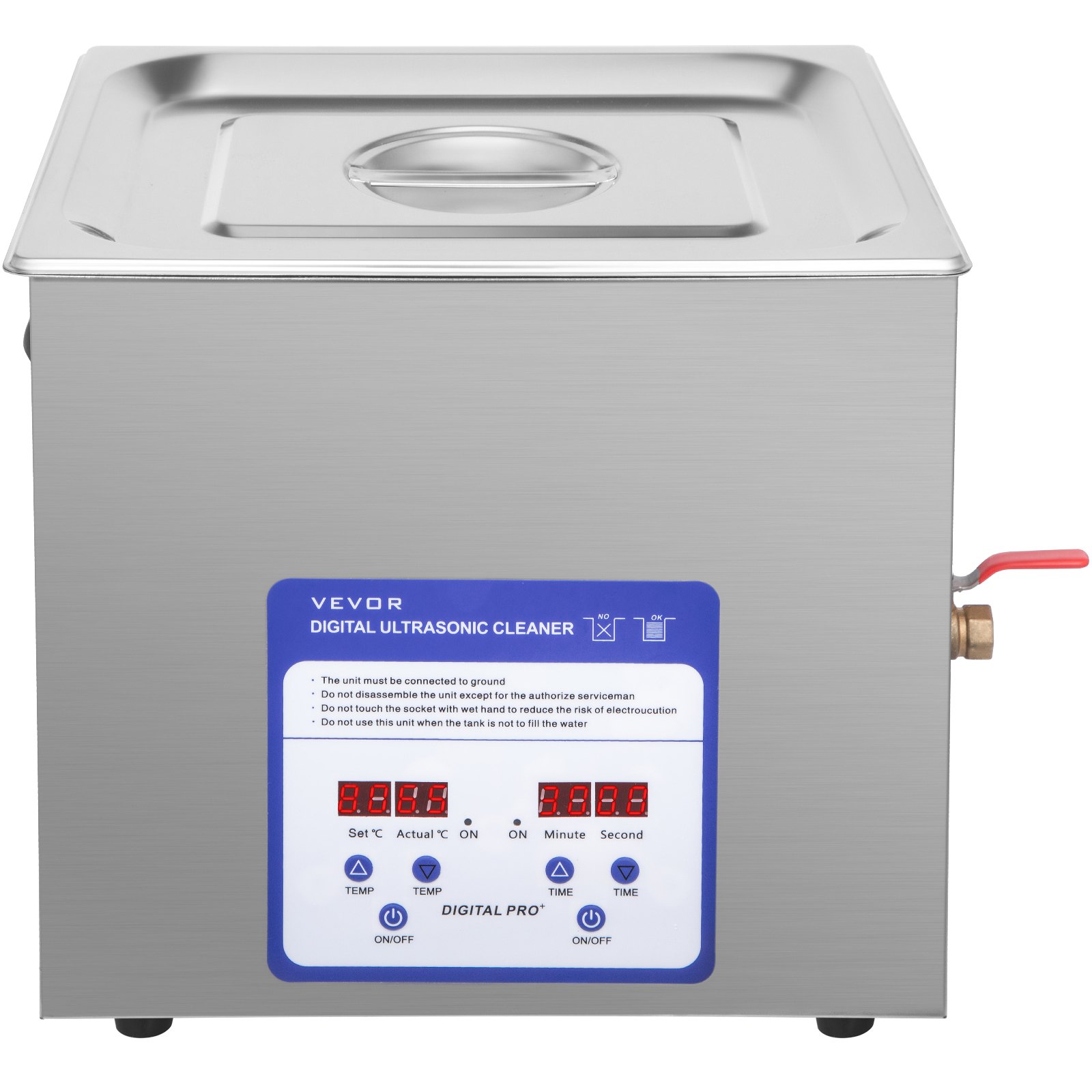 VEVOR 10L Ultrasonic Cleaner Jewelry Coins 316 Stainless Steel w/ Heater Timer