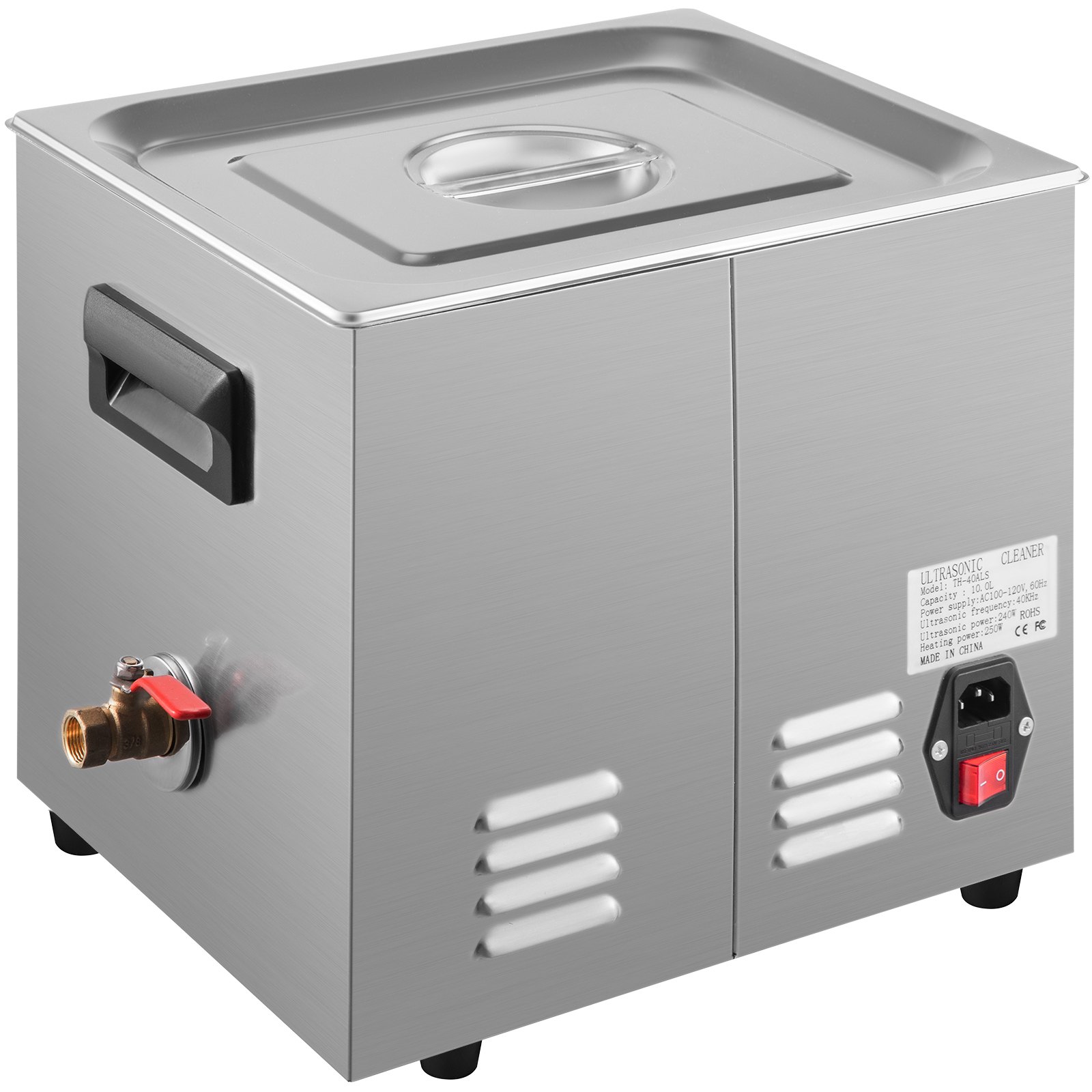 VEVOR 10L Ultrasonic Cleaner Jewelry Coins 316 Stainless Steel w/ Heater Timer