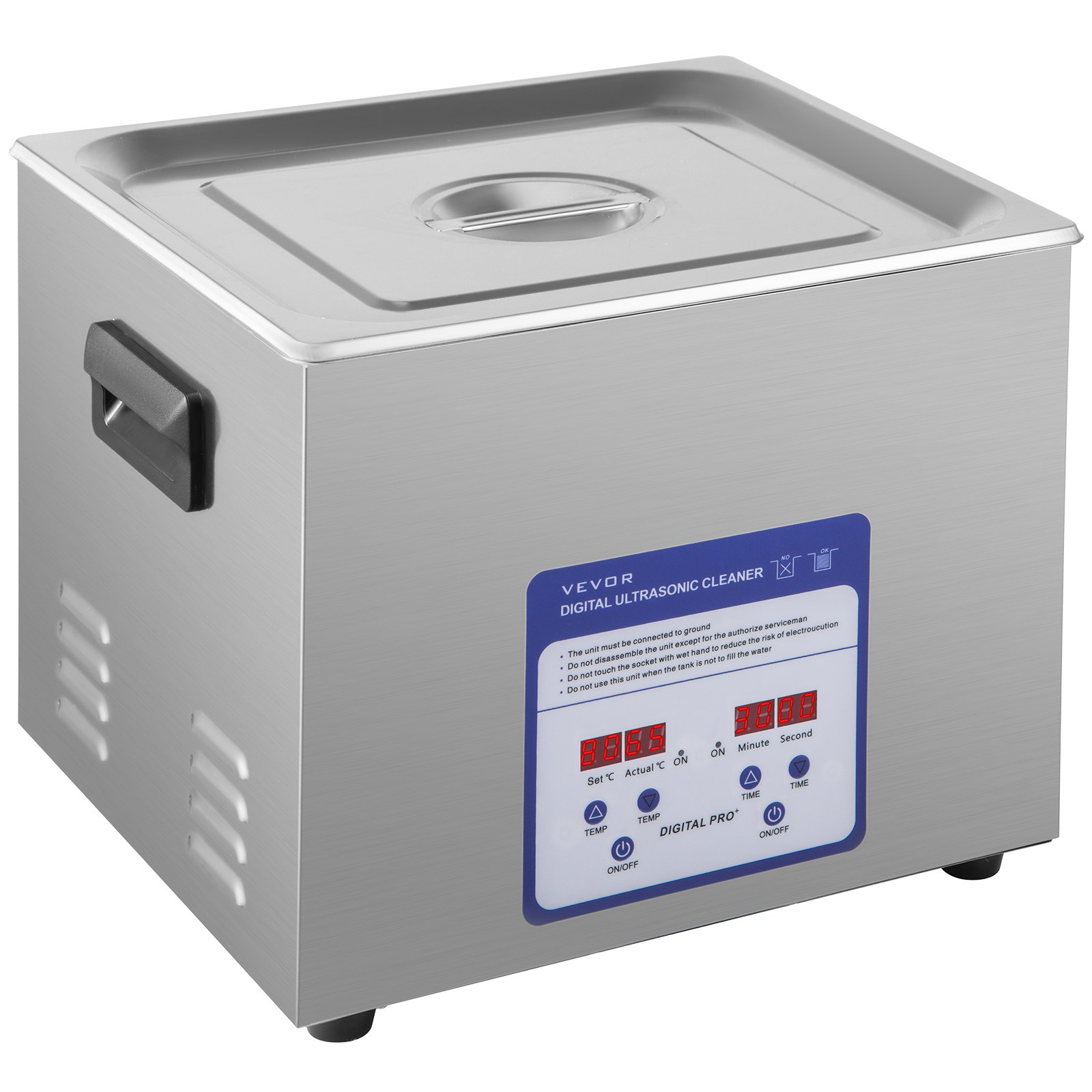 VEVOR Digital Ultrasonic Cleaner 15L Ultra sonic Jewelry Cleaning Machine Home
