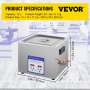 Digitálny ultrazvukový čistič VEVOR 15L Ultrazvukový čistiaci stroj 40kHz Ultrazvukový čistič 316 & 304 z nehrdzavejúcej ocele s ohrievačom a časovačom na čistenie šperkov Hodinky