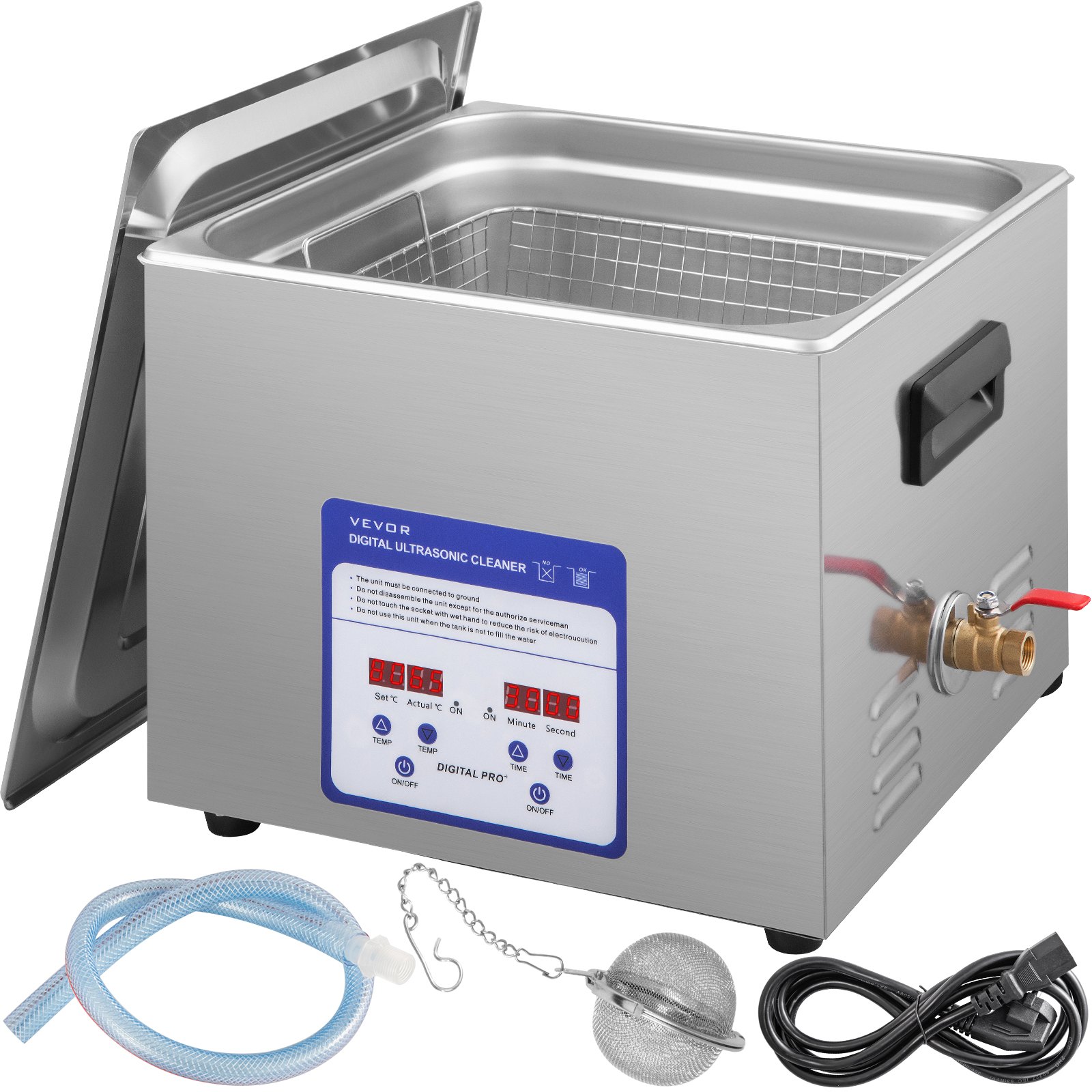 Vevor Digital Ultrasonic Cleaner Ultrasonic Cleaning Machine 15l Stainless Steel