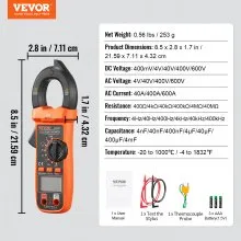 VEVOR Digital Clamp Meter Multimeter True RMS AC DC Volt Amp NCV Measurement