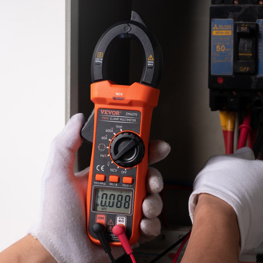 VEVOR Digital Clamp Meter T-RMS, 6000 Counts, 600A Clamp Multimeter Tester, Measures Current Voltage Resistance Diodes Continuity Data Retention, with NCV for Home Appliance, Railway Industry Maintena