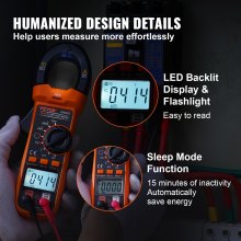 VEVOR Digital Clamp Meter T-RMS, 6000 Counts, 600A Clamp Multimeter Tester, Measures Current Voltage Resistance Diodes Continuity Data Retention, with NCV for Home Appliance, Railway Industry Maintena