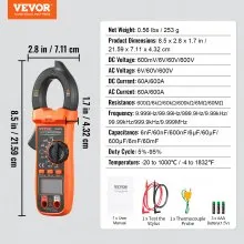 VEVOR Digital Clamp Meter Multimeter True RMS AC DC Volt Amp NCV Measurement