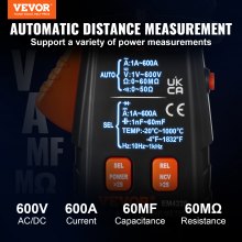 VEVOR Digital Clamp Meter T-RMS, 6000 Counts, 600A Clamp Multimeter Tester, mittaa virtajännitteen vastusdiodit jatkuvuuden tietojen säilytystä, NCV kodinkoneille, rautatieteollisuuden huolto