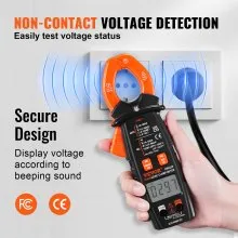 VEVOR Digital Clamp Meter T-RMS, 6000 Counts, 600A Clamp Multimeter Tester, Measures Current Voltage Resistance Diodes Continuity Data Retention, NCV for Home Appliance, Railway Industry Maintenance