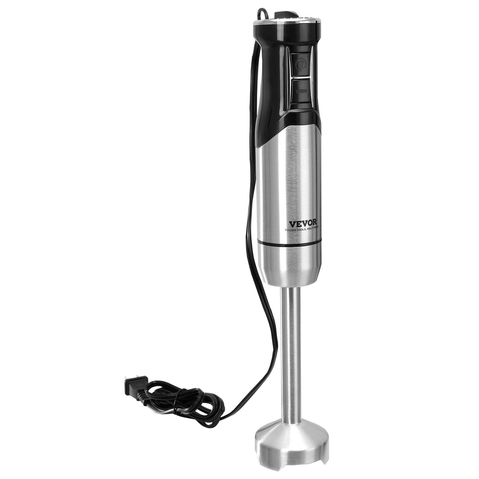 VEVOR Commercial Immersion Blender, 12-Speed Heavy Duty Immersion Blender, Stainless Steel Blade Copper Motor Hand Mixer, Portable Mixer with Measuring Cup, Whisk, Milk Frother, Silver