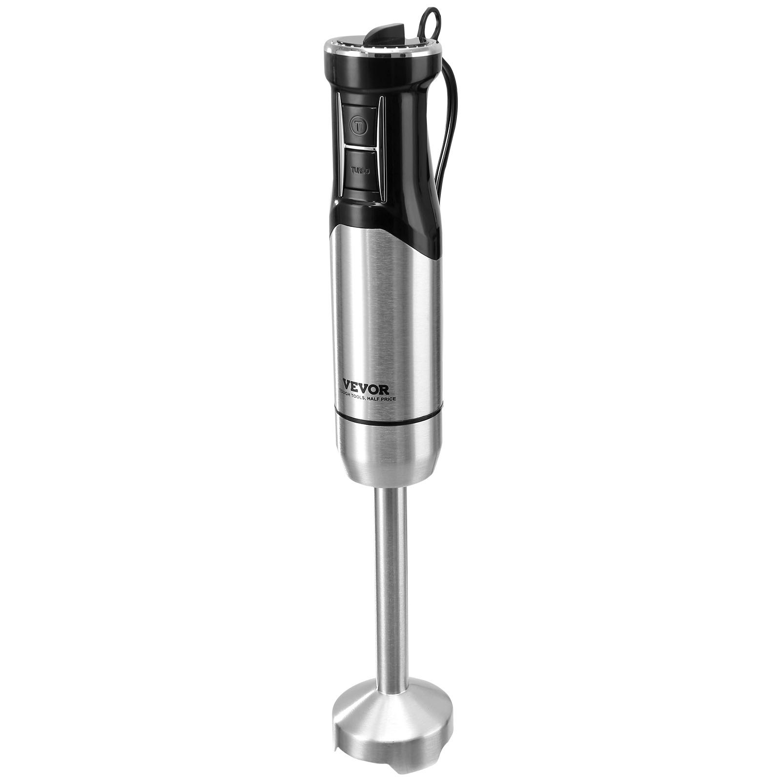 VEVOR Commercial Immersion Blender, 12-Speed Heavy Duty Immersion Blender, Stainless Steel Blade Copper Motor Hand Mixer, Portable Mixer with Measuring Cup, Whisk, Milk Frother, Silver