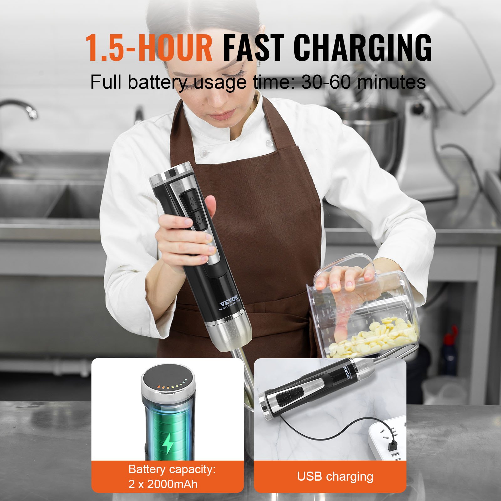 Commercial Immersion Blender, 200 Watt 8-Speed Heavy Duty Immersion Blender, Stainless Steel Blade Copper Motor Hand Mixer, USB Charging Cable Multi-purpose Easy Control Grip Stick Mixer, Black Commercial Immersion Blender, 200 Watt 8-Speed Heavy Duty Immersion Blender, Stainless Steel Blade Copper Motor Hand Mixer, USB Charging Cable Multi-purpose Easy Control Grip Stick Mixer, Black