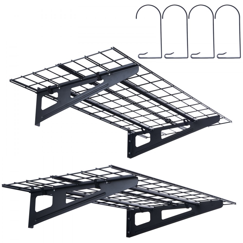 VEVOR Garage Storage Shelving, 2 Pack, 4 x 2 ft Heavy Duty Garage Shelves Wall Mounted, 500 lbs Load Capacity(Total) Garage Storage Rack Floating Shelves, Suitable for Shop, Shed, Garage Storage