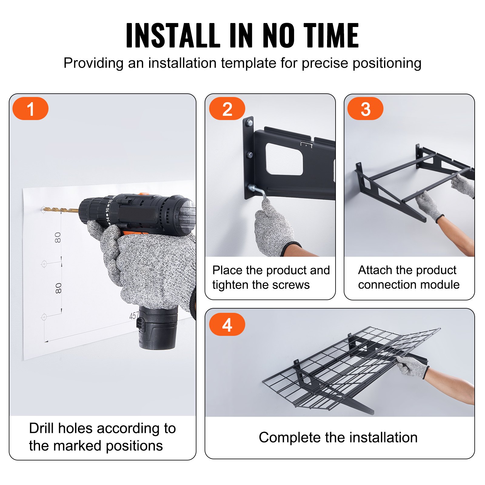 VEVOR Garage Storage Shelving, 2 Pack, 122 x 61 cm Heavy Duty Garage Shelves Wall Mounted, 226.8 kg  Load Capacity(Total) Garage Storage Rack Floating Shelves, Suitable for Shop, Shed, Garage Storage