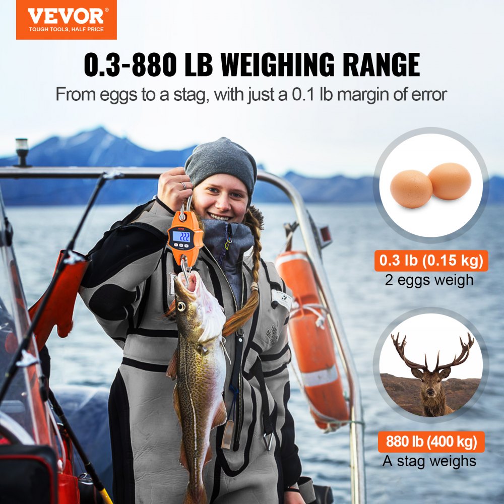 Digital Hanging Scale 660 Lb 300 Kg - Heavy Duty Waterproof Fish Scale  Hunting Farm Bike Bow Fish Weight Fishing Scale