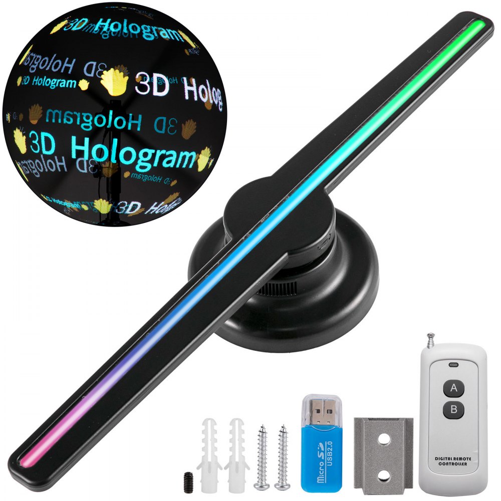 VEVOR 3D holografisk blæser 42 cm diameter hologram blæser med 224 led lamper 3D hologram projektor 450x224 opløsning holografisk led blæser skærm Support til Windows XP/7/8/10/Android reklameskærm