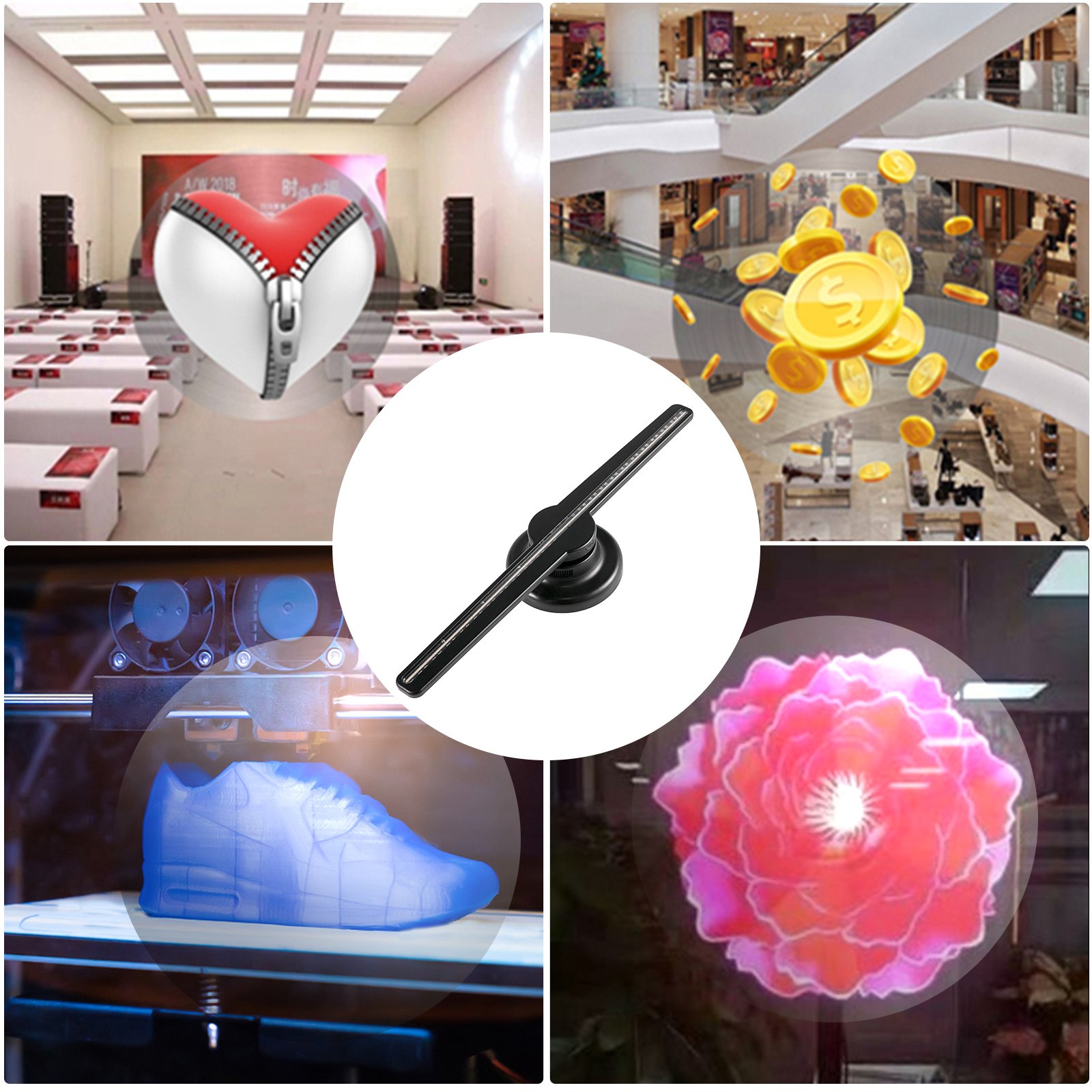 VEVOR 3D Holographic Fan Hologram Fan 42cm 3D Hologram Projector for Advertising
