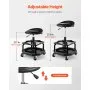 VEVOR Rolling Shop Stool, Pneumatic Garage Seat/Work Stool with 136 kg Capacity, Adjustable Height Roller Creeper Seat, 360° Swivel Padded Workshop Stool with Casters, for Garage, Shop & Auto Repair