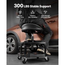 Rolling Shop Stool Adjustable Height Garage Seat 300 lbs Load with Caster