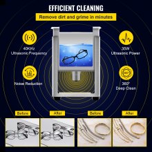 VEVOR 0.8L Ultrasonic Cleaners Digital Heater Timer for Cleaning Jewelry Cleaning Eyeglass 35W Stainless steel for Commercial Personal Home Use