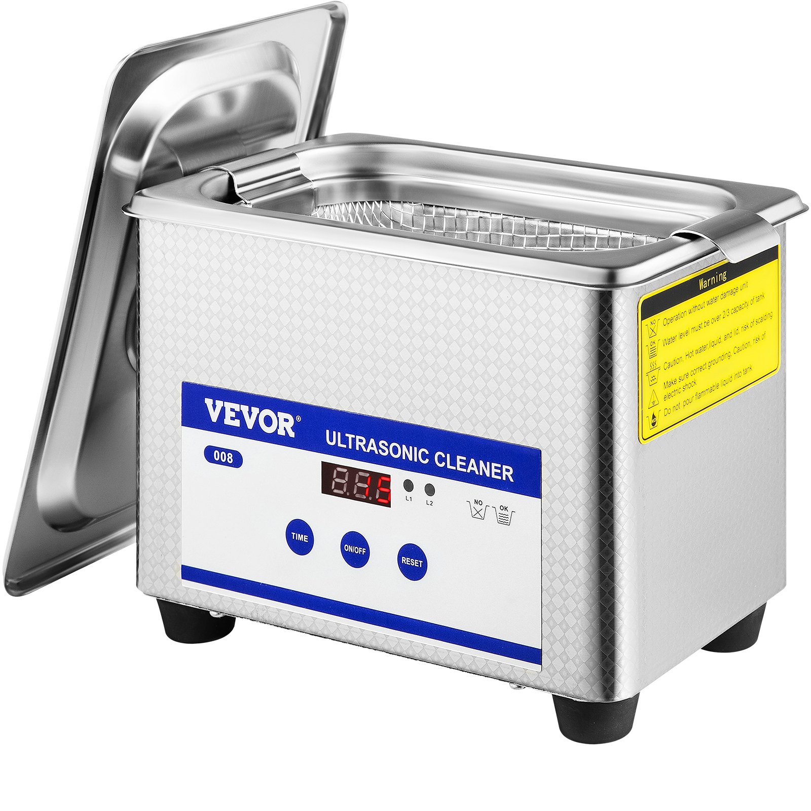 VEVOR 0.8L Ultrasonic Cleaners Digital Heater Timer for Cleaning Jewelry Cleaning Eyeglass 35W Stainless steel for Commercial Personal Home Use