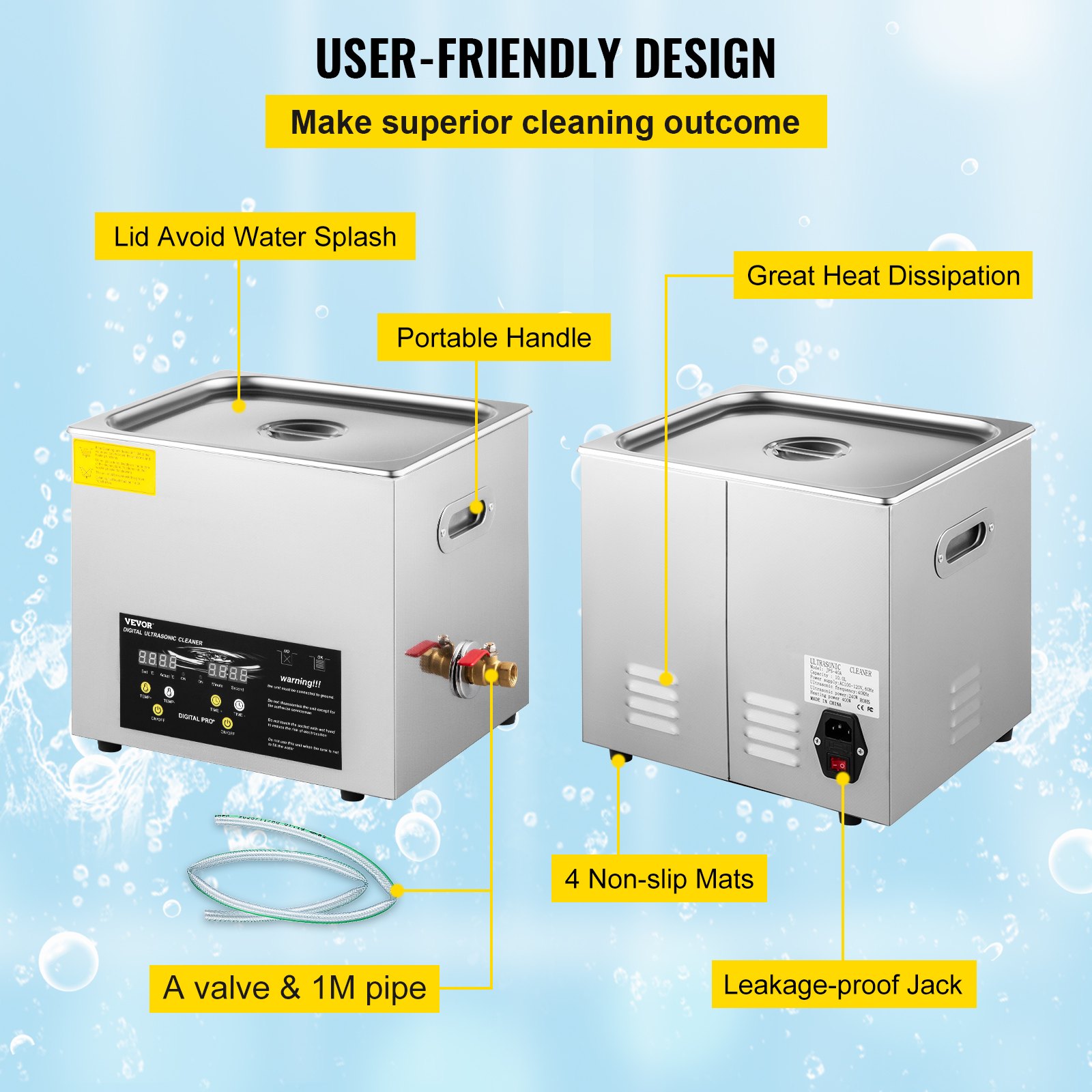VEVOR 10L Upgraded Ultrasonic Cleaner (400W Heater,240W Ultrasonic) Professional Digital Lab Ultrasonic Cleaner with Heater Timer for Parts Instruments Cleaning