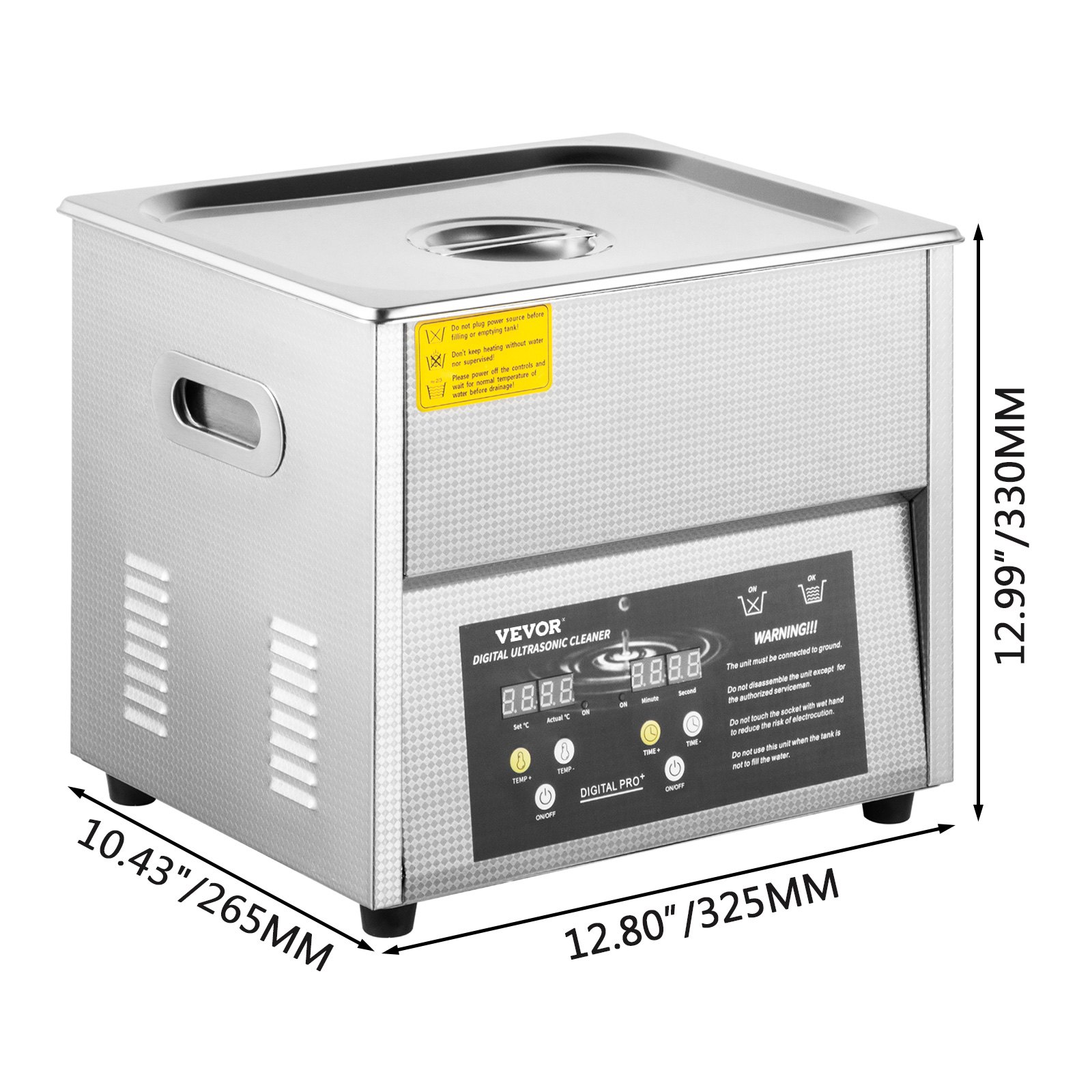 VEVOR 10L Ultrasonic Cleaner Cleaning Equipment Industry Heated W/ Timer Heater