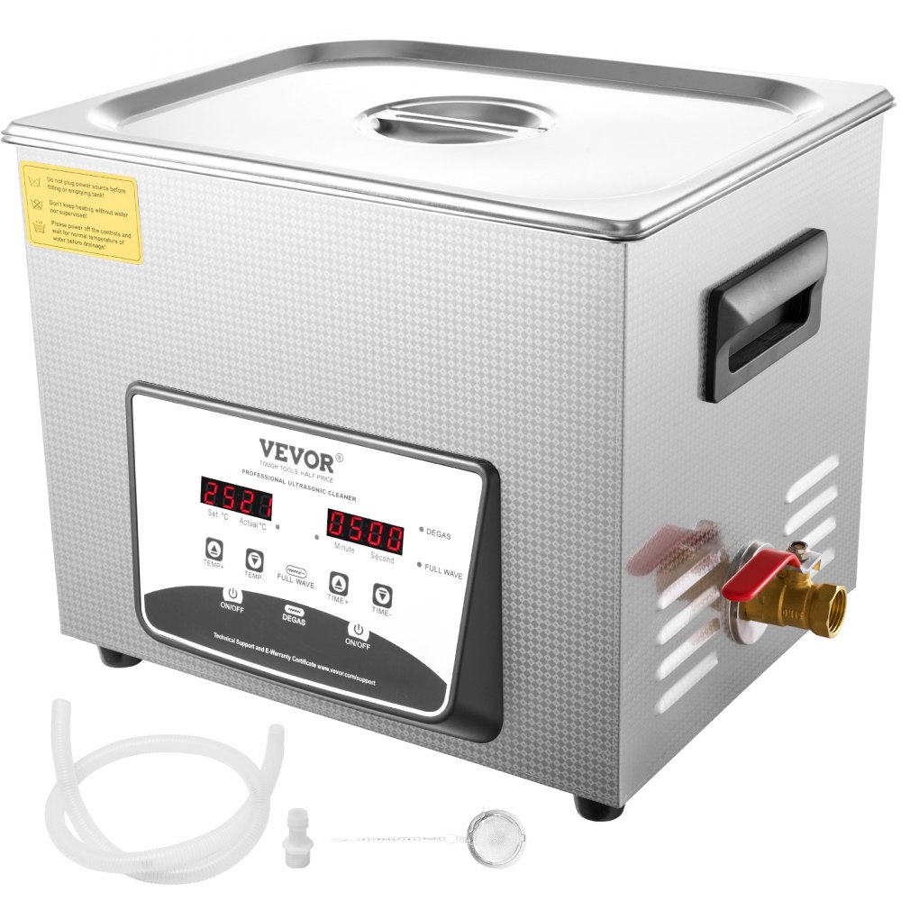 VEVOR Ultrasonic Cleaner 10L Jewelry Cleaning Ultrasonic Machine Digital Ultrasonic Parts Cleaner Heater Timer Jewelry Cleaning Kit Industrial Sonic Cleaner for Jewelry Ring Dental Glass