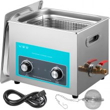 VEVOR 10L Ultrasonic Cleaner, 304 Stainless Steel Professional Knob Control, Ultrasonic Cleaner with Heater Timer for Jewelry Watch Glasses Circuit Board Dentures Small Parts Dental Instrument