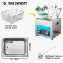 VEVOR 10L Ultrasonic Cleaner Jewelry Cleaner with Heater Timer for Jewelry Cleaning Knob Control Eyeglass Rings Dentures Music Instruments