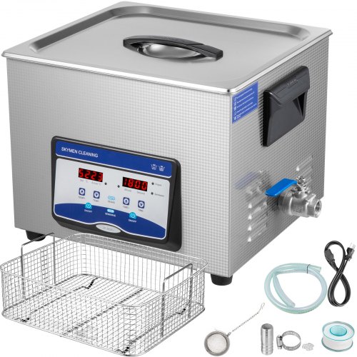 VEVOR Ultrasonic Cleaner 15L Jewelry Cleaning Ultrasonic Machine Digital Ultrasonic Parts Cleaner Heater Timer Jewelry Cleaning Kit Industrial Sonic Cleaner for Jewelry Watch Ring Dental Glass