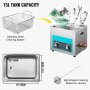 VEVOR ultrasonic cleaner with 15l tank, stainless steel basket, and ball-shaped jewelry basket.