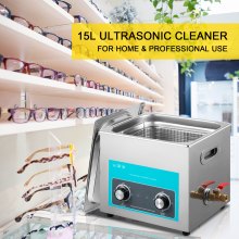 VEVOR 15L Ultrasonic Cleaner Jewelry Cleaner with Heater Timer for Jewelry Cleaning Knob Control Eyeglass Rings Dentures Music Instruments