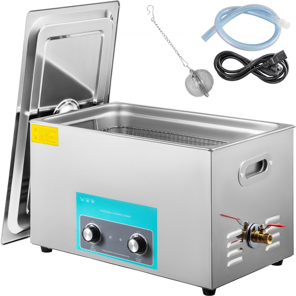 VEVOR 22L Ultrasonic Cleaner, 304 Stainless Steel Professional Knob Control, Ultrasonic Cleaner with Heater Timer for Jewelry Watch Glasses Circuit Board Dentures Small Parts Dental Instrument