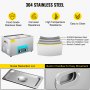VEVOR 22L Ultrasonic Cleaner, 304 Stainless Steel Professional Knob Control, Ultrasonic Cleaner with Heater Timer for Jewelry Watch Glasses Circuit Board Dentures Small Parts Dental Instrument