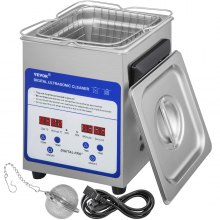 Máquina de limpeza ultrassônica digital VEVOR 2L Máquina de limpeza ultrassônica de 40kHz Máquina de limpeza ultrassônica de aço inoxidável 316 e 304 com aquecedor e temporizador para limpeza de joias e óculos