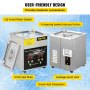 VEVOR Ultrasonic Cleaner 2L Stainless Steel 260W Industry Heated w/Timer Heater