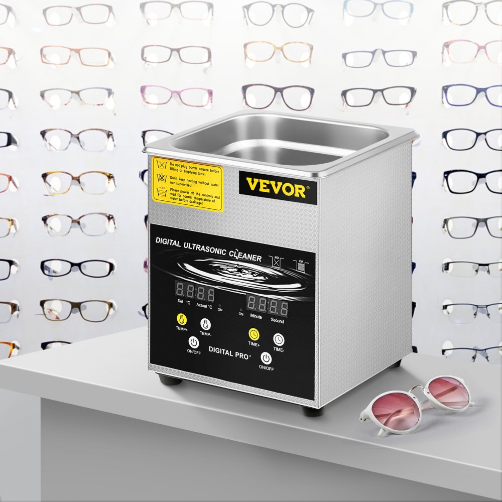 VEVOR 2L Upgraded Ultrasonic Cleaner (100W Heater 60W Ultrasonic) Professional Digital Lab Ultrasonic Parts Cleaner with Heater Timer for Jewelry Glasses Parts Cleaning