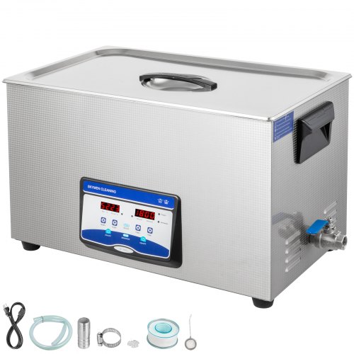 VEVOR Ultrasonic Cleaner 30L Semiwave Function 600W/300W Ultrasonic Power 500W Heating Power Upgraded Ultrasonic Cleaner for Industrial Parts Cleaning