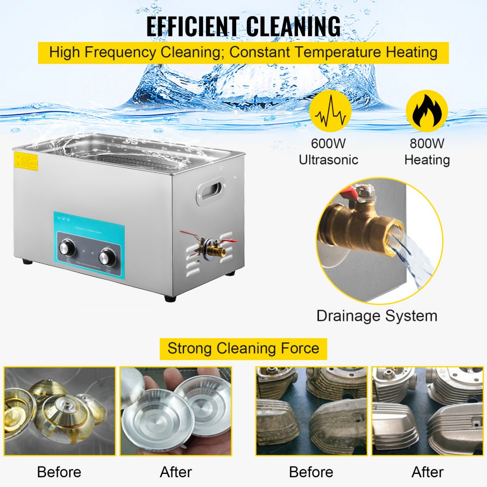 Ultrasonic Jewelry Cleaner with Heater Timer for Cleaning Eyeglass Rings Dentures Music Instruments