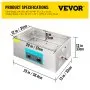 VEVOR 30L Ultrasonic Cleaner, 304 Stainless Steel Professional Knob Control, Ultrasonic Cleaner with Heater Timer for Jewelry Watch Glasses Circuit Board Dentures Small Parts Dental Instrument