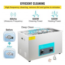 VEVOR 30L Ultrasonic Cleaner, 304 Stainless Steel Professional Knob Control, Ultrasonic Cleaner with Heater Timer for Jewelry Watch Glasses Circuit Board Dentures Small Parts Dental Instrument