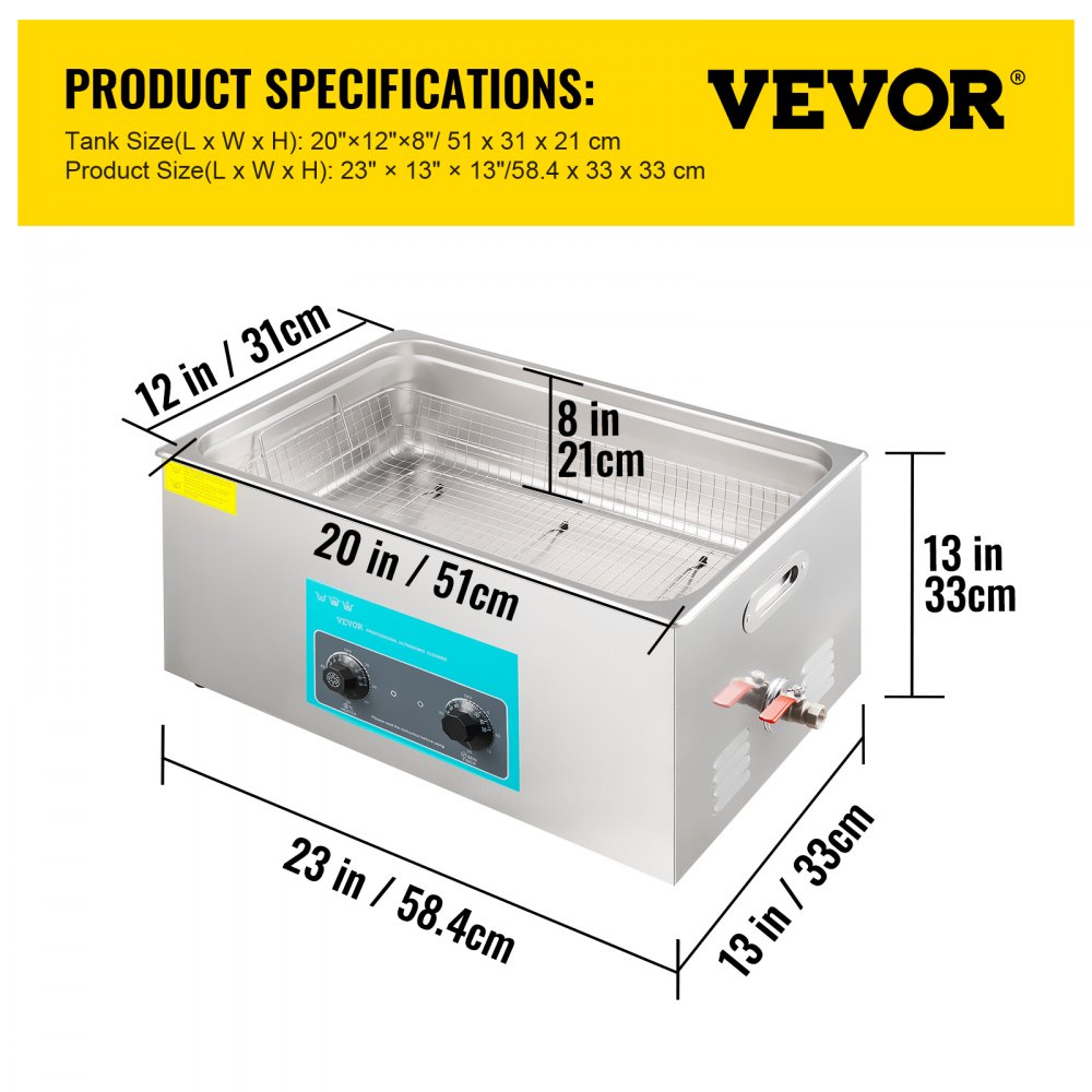 VEVOR Ultrasonic Cleaner 30L Ultrasonic Cleaning Machine Jewelry Glasses