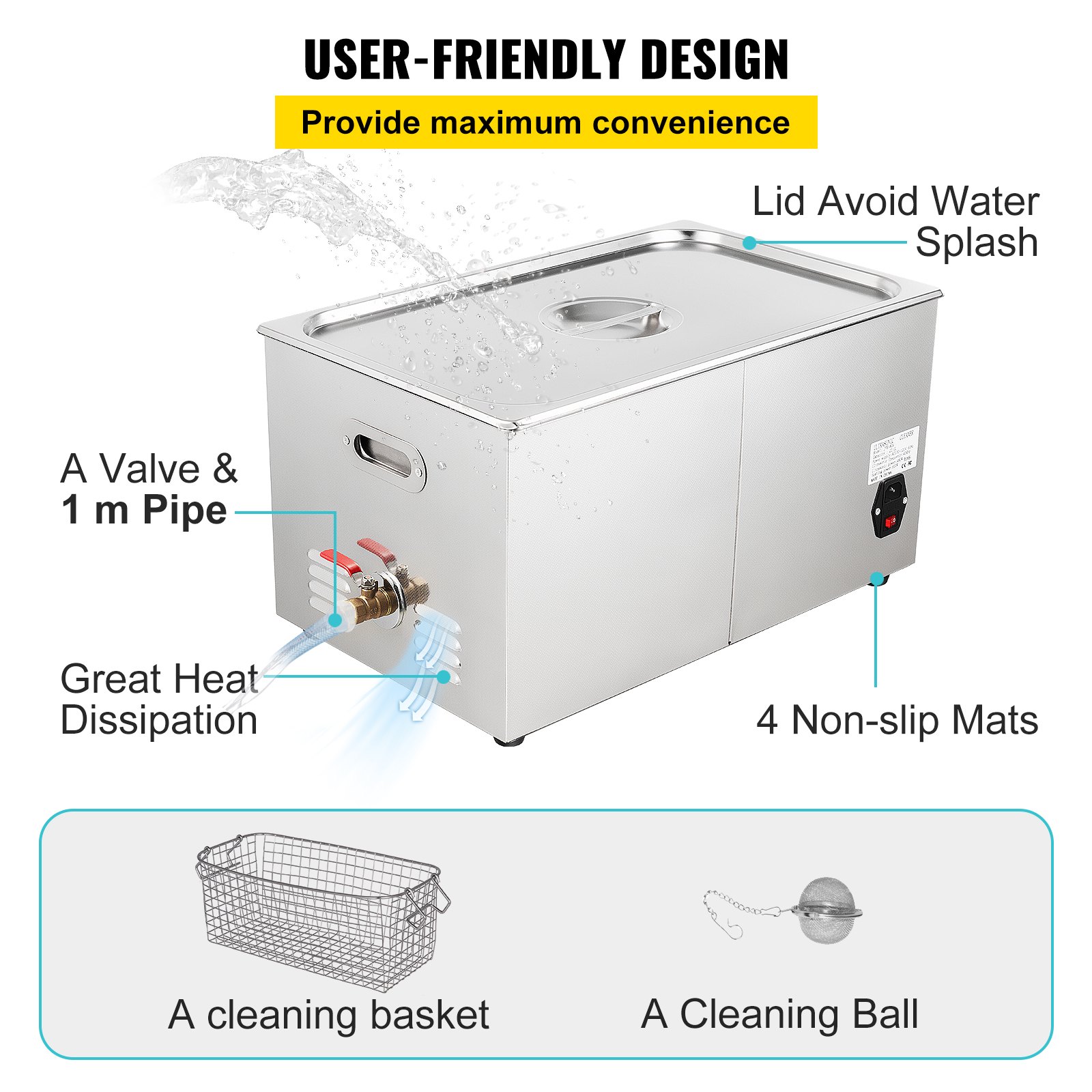 VEVOR Ultrasonic Cleaner 30L Ultrasonic Cleaning Machine Jewelry Glasses