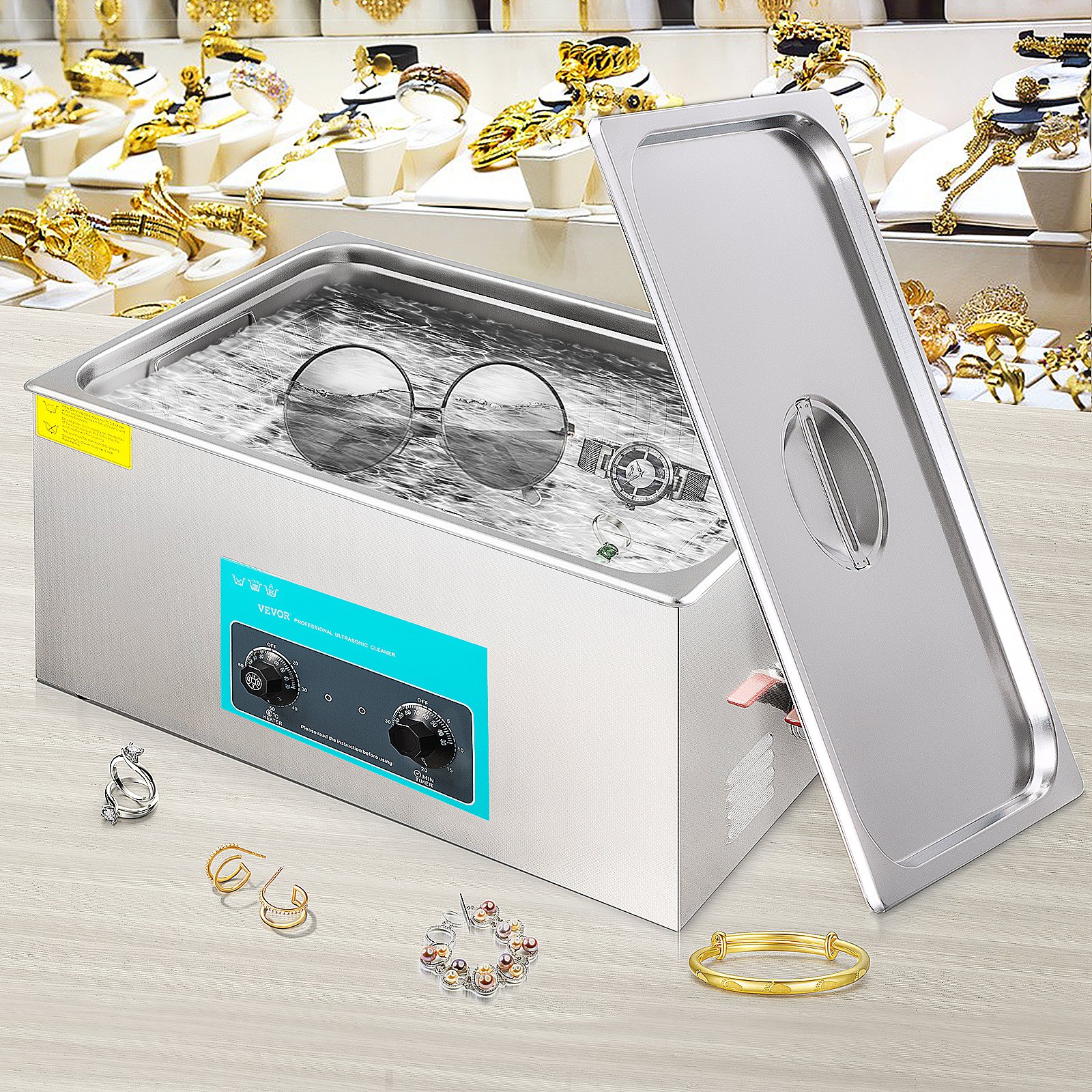 VEVOR Ultrasonic Cleaner 30L Ultrasonic Cleaning Machine Jewelry Glasses