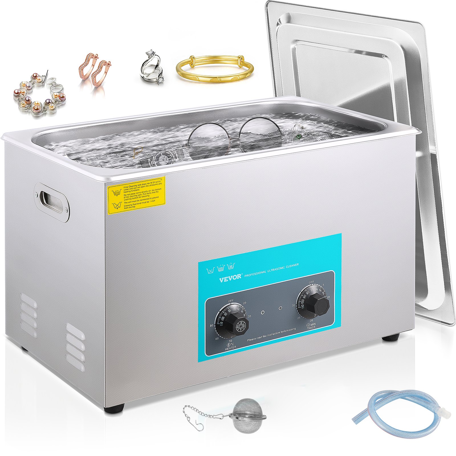 VEVOR Ultrasonic Cleaner 30L Ultrasonic Cleaning Machine Jewelry Glasses