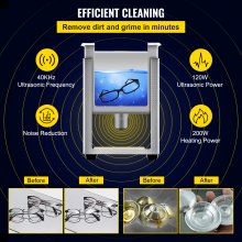 VEVOR Ultrasonic Cleaner 3L Ultrasonic Parts Cleaner 200W 40KHz Stainless Steel Ultrasonic Jewelry Cleaner with Digital Timer Heater for Jewelry Glasses Cleaning