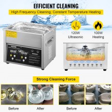 VEVOR Digital Ultrasonic Cleaner 3L Ultrasonic Cleaning Machine 220V 50kHz Sonic Cleaner Machine 304 Stainless Steel Ultrasonic Cleaner Machine with Heater and Timer for Cleaning Jewelry Glasses Watch