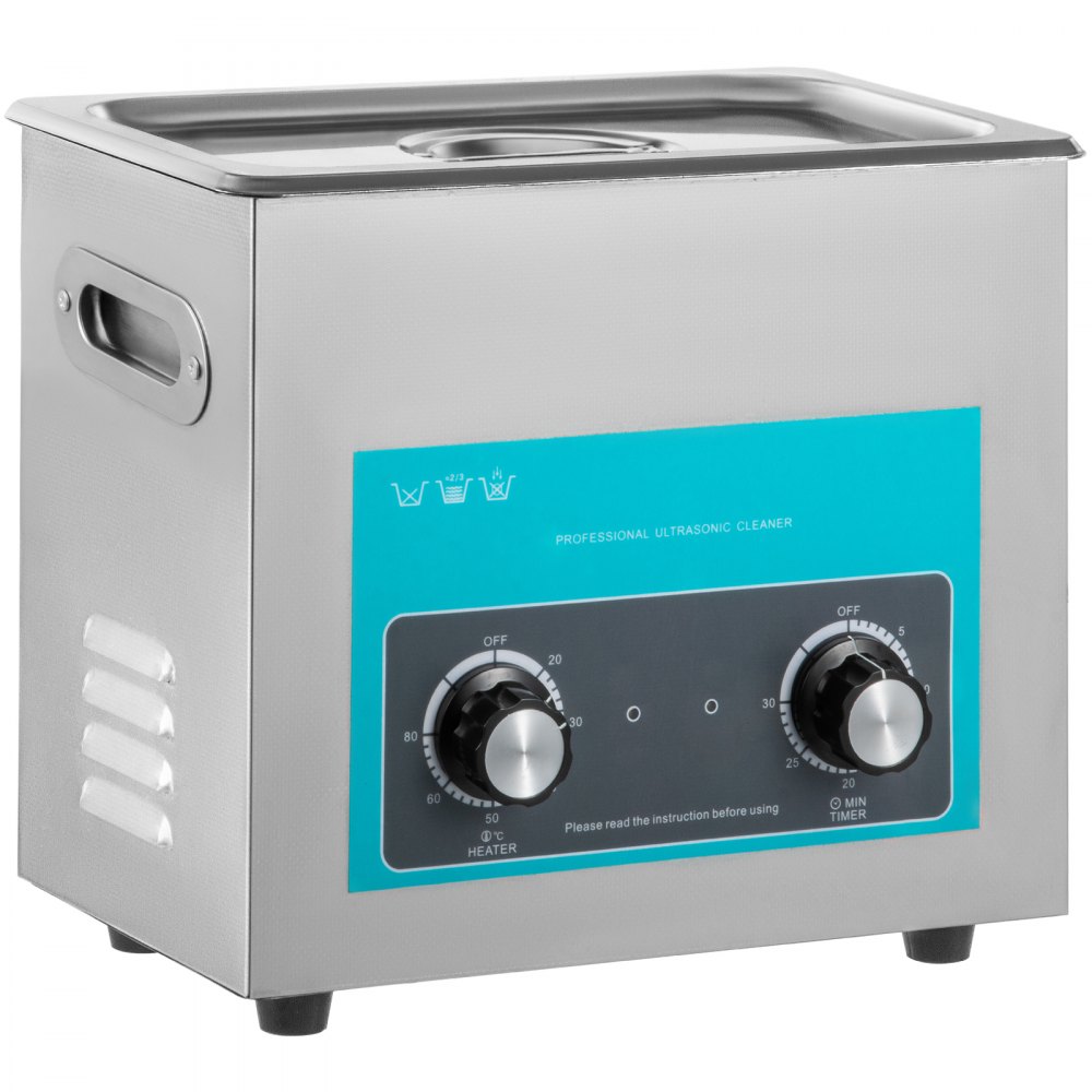 VEVOR Knob Ultrasonic Cleaner 40kHz Ultrasonic Cleaning Machine Knob Control Sonic Cleaner 304 Stainless Steel Cleaner Machine with Heater & Timer for Cleaning Jewelry Eyeglasses Watches(6.5L)