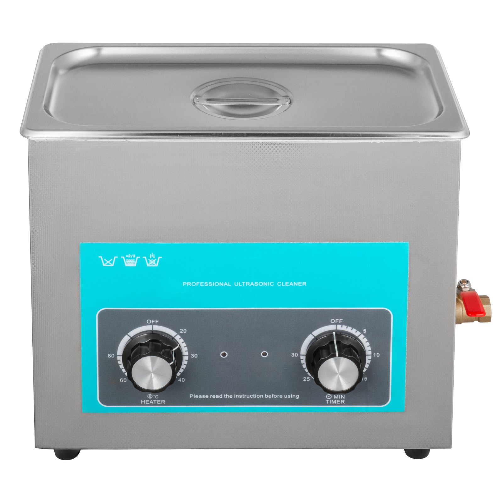 VEVOR Knob Ultrasonic Cleaner 40kHz Ultrasonic Cleaning Machine Knob Control Sonic Cleaner 304 Stainless Steel Cleaner Machine with Heater & Timer for Cleaning Jewelry Eyeglasses Watches(6.5L)
