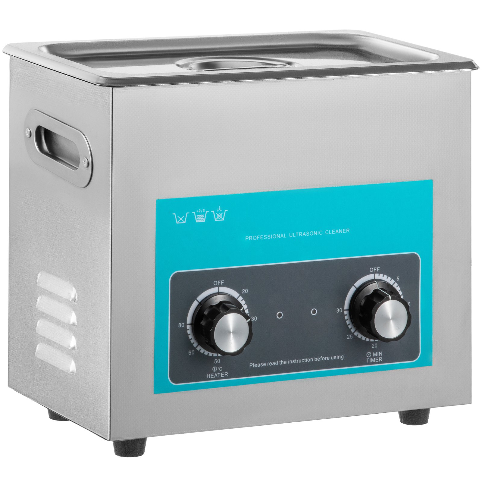 VEVOR Knob Ultrasonic Cleaner 40kHz Ultrasonic Cleaning Machine Knob Control Sonic Cleaner 304 Stainless Steel Cleaner Machine with Heater & Timer for Cleaning Jewelry Eyeglasses Watches(6.5L)